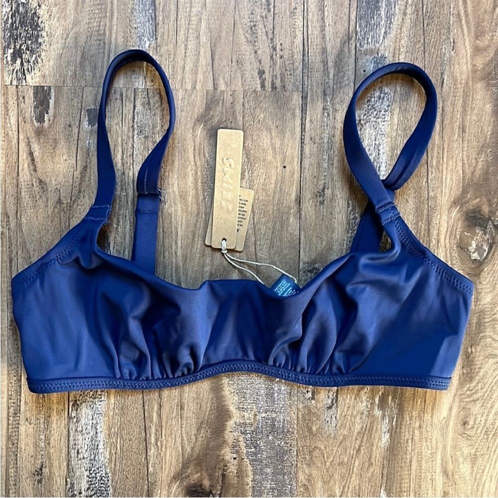 SKIMS Sculpting Swim Ruched Lined Wired Bikini Top in Midnight 3x - Picture 2 of 5